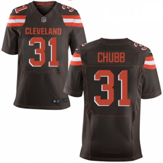 Mens Nike Cleveland Browns 31 Nick Chubb Elite Brown Team Color 