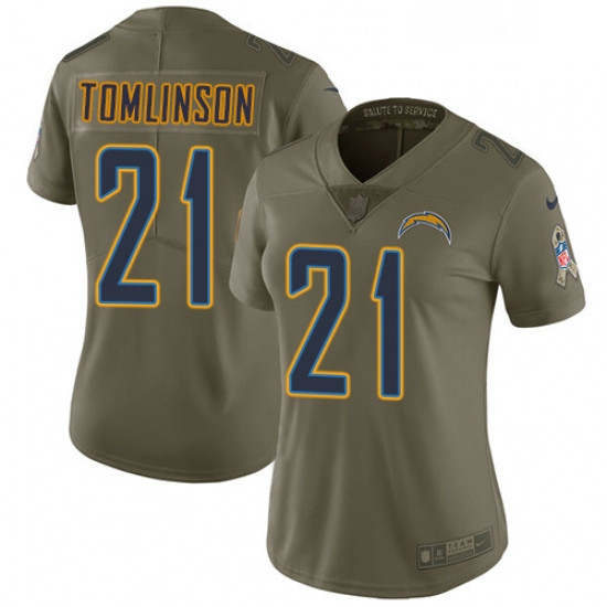 Womens Nike Los Angeles Chargers 21 LaDainian Tomlinson Limited Olive 2017 Salute to Service NFL Jer