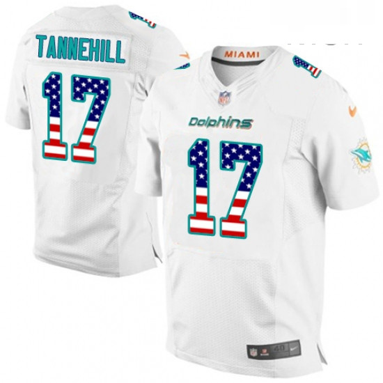 Mens Nike Miami Dolphins 17 Ryan Tannehill Elite White Road USA Flag Fashion NFL Jersey