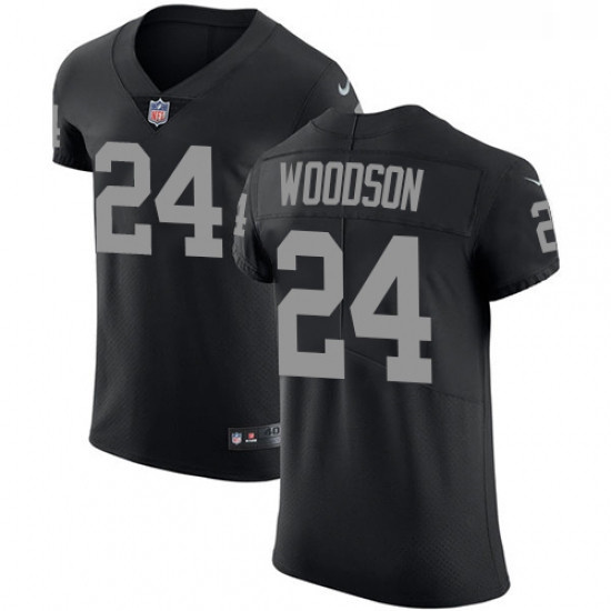 Mens Nike Oakland Raiders 24 Charles Woodson Black Team Color Vapor Untouchable Elite Player NFL Jer