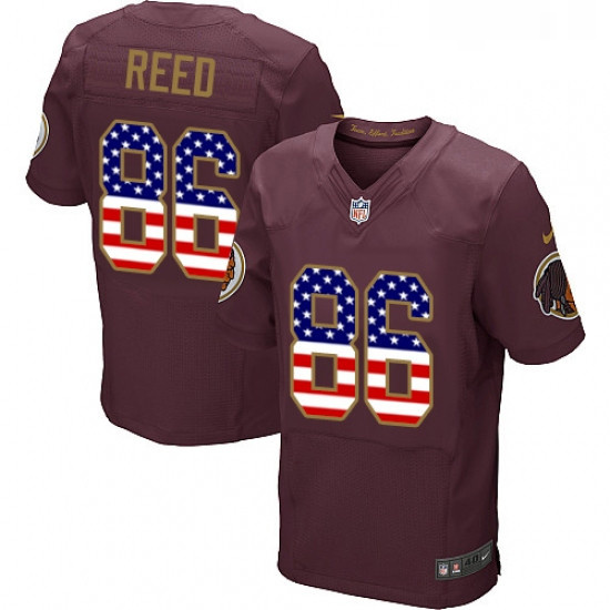 Mens Nike Washington Redskins 86 Jordan Reed Elite Burgundy Red Alternate USA Flag Fashion NFL Jerse