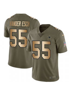 Men Vander Esch Dallas Cowboys Limited Olive 2017 Salute To Service Jersey  Gold