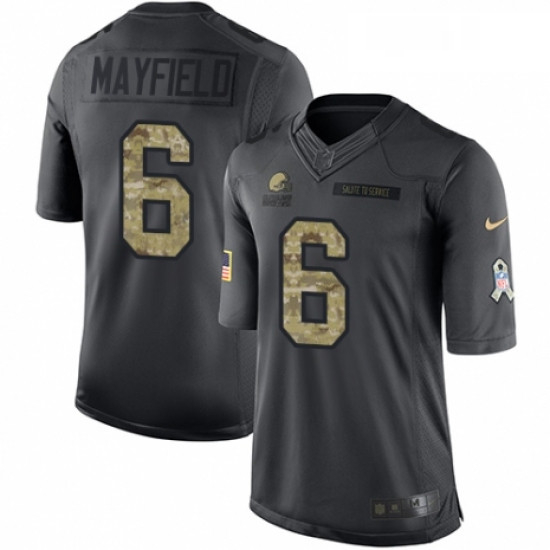 Youth Nike Cleveland Browns 6 Baker Mayfield Limited Black 2016 Salute to Service NFL Jersey