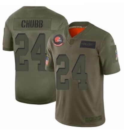 Men Cleveland Browns 24 Nick Chubb Limited Camo 2019 Salute to S