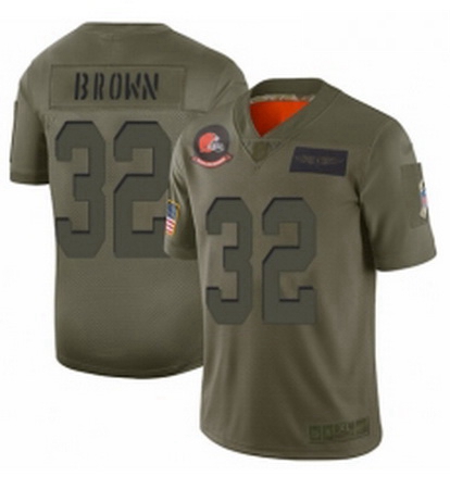 Men Cleveland Browns 32 Jim Brown Limited Camo 2019 Salute to Se