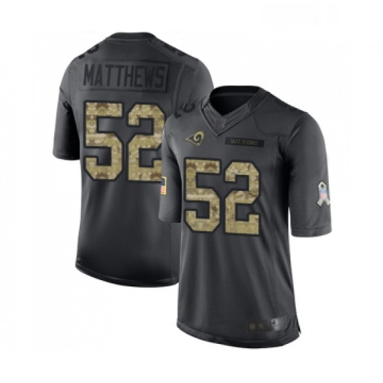Youth Los Angeles Rams 52 Clay Matthews Limited Black 2016 Salut