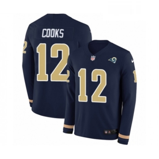 Men Nike Los Angeles Rams 12 Brandin Cooks Limited Navy Blue Therma Long Sleeve NFL Jersey
