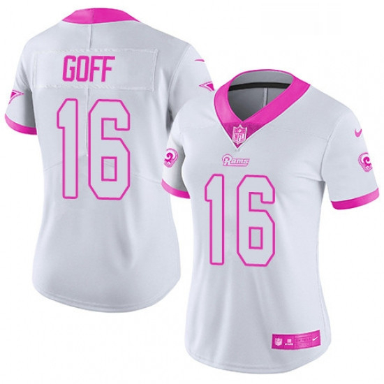 Womens Nike Los Angeles Rams 16 Jared Goff Limited WhitePink Rus