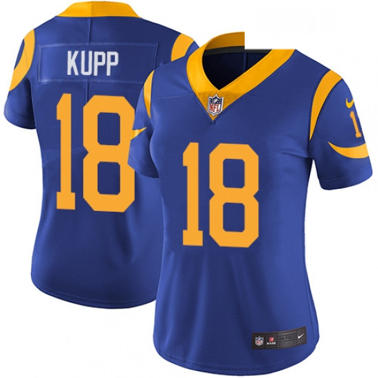 Womens Nike Los Angeles Rams 18 Cooper Kupp Royal Blue Alternate Vapor Untouchable Limited Player NF