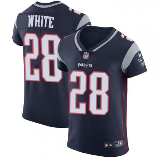 Mens Nike New England Patriots 28 James White Navy Blue Team Color Vapor Untouchable Elite Player NF