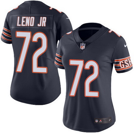 Bears 72 Charles Leno Jr Navy Blue Team Color Womens Stitched Football Vapor Untouchable Limited Jer