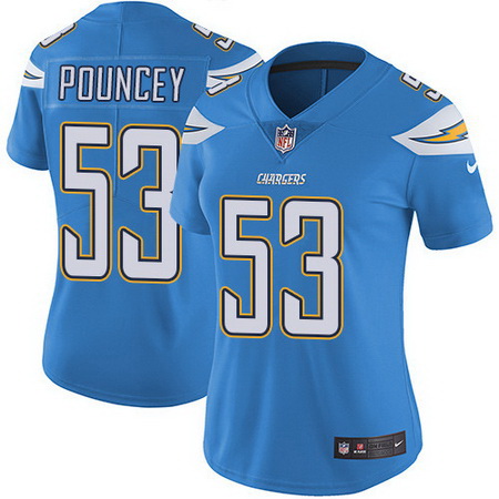 Nike Chargers 53 Mike Pouncey Electric Blue Alternate Womens Stitched NFL Vapor Untouchable Limited 