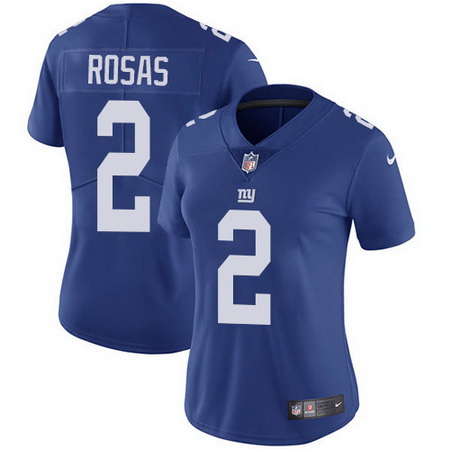 Nike Giants 2 Aldrick Rosas Royal Blue Team Color Womens Stitched NFL Vapor Untouchable Limited Jers