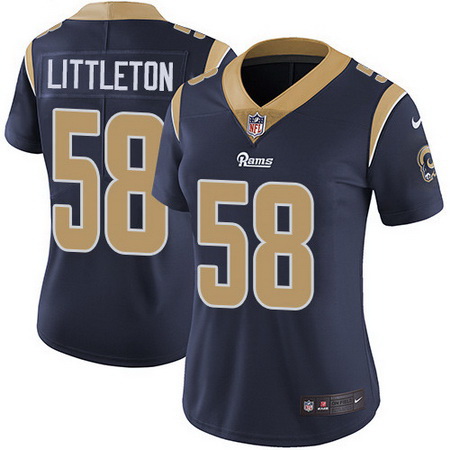 Nike Rams 58 Cory Littleton Navy Blue Team Color Womens Stitched NFL Vapor Untouchable Limited Jerse