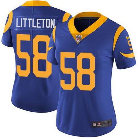 Nike Rams 58 Cory Littleton Royal Blue Alternate Womens Stitched NFL Vapor Untouchable Limited Jerse