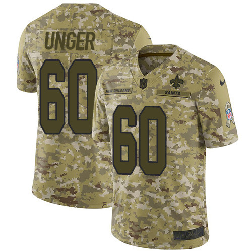 Youth Nike Saints 60 Max Unger Camo Stitched NFL Limited 2018 Salute to Service Jersey