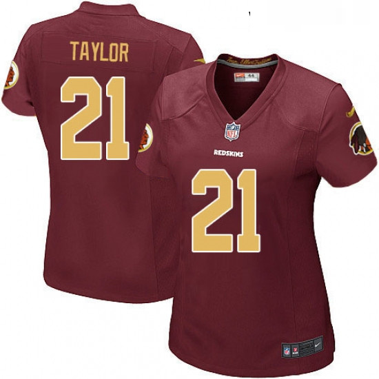 Womens Nike Washington Redskins 21 Sean Taylor Game Burgundy RedGold Number Alternate 80TH Anniversa