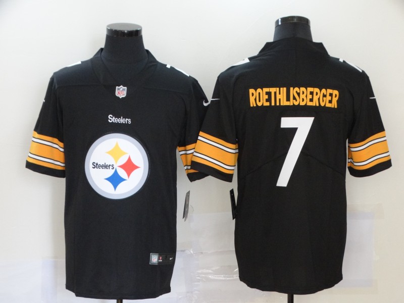 Nike Steelers 7 Ben Roethlisberger Black Team Big Logo Vapor Untouchable Limited Jersey