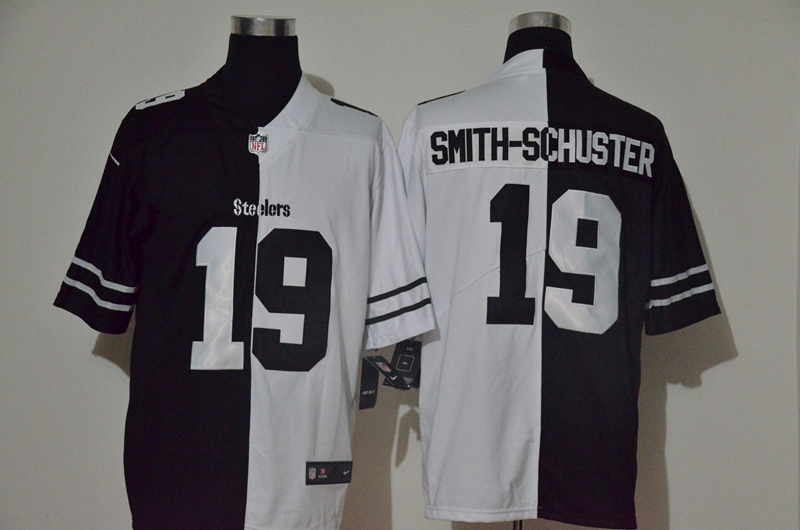 Nike Steelers 19 JuJu Smith Schuster Black And White Split Vapor Untouchable Limited Jersey