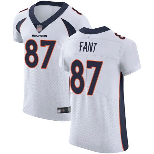 Broncos 87 Noah Fant White Men Stitched Football Vapor Untouchable Elite Jersey