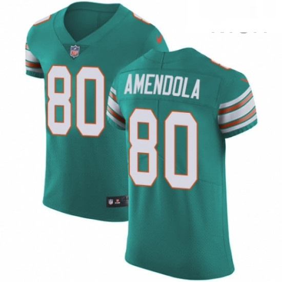 Mens Nike Miami Dolphins 80 Danny Amendola Aqua Green Alternate Vapor Untouchable Elite Player NFL J