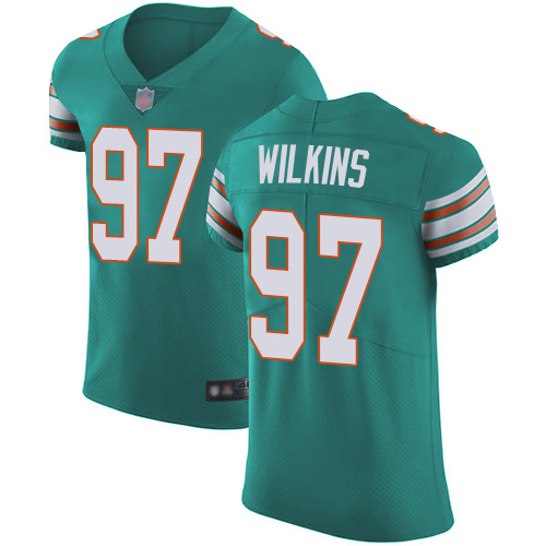 Dolphins 97 Christian Wilkins Aqua Green Alternate Men Stitched Football Vapor Untouchable Elite Jer