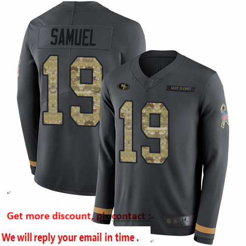 49ers 19 Deebo Samuel Anthracite Salute to Service Men Stitched Football Limited Therma Long Sleeve 