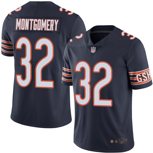 Bears 32 David Montgomery Navy Blue Team Color Men Stitched Football Vapor Untouchable Limited Jerse