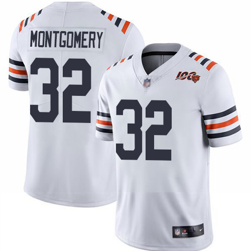 Bears 32 David Montgomery White Alternate Men Stitched Football Vapor Untouchable Limited 100th Seas