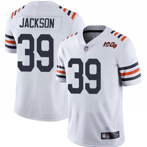 Bears 39 Eddie Jackson White Alternate Men Stitched Football Vapor Untouchable Limited 100th Season 