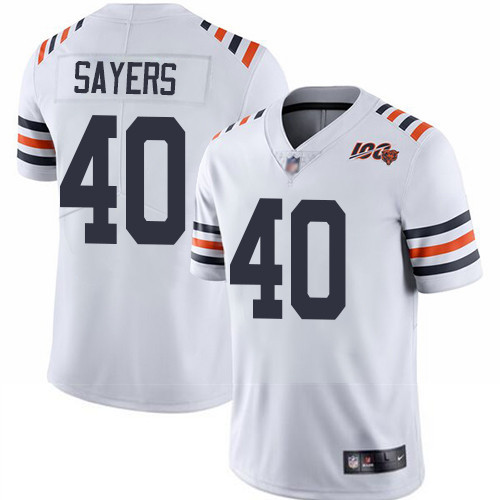 Bears 40 Gale Sayers White Alternate Men Stitched Football Vapor Untouchable Limited 100th Season Je