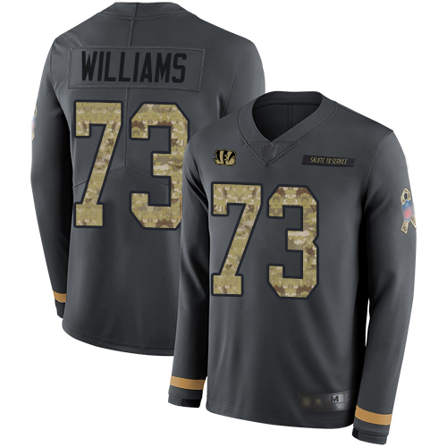 Bengals 73 Jonah Williams Anthracite Salute to Service Men Stitched Football Limited Therma Long Sle