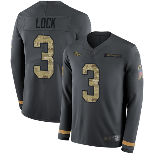 Broncos 3 Drew Lock Anthracite Salute to Service Men Stitched Football Limited Therma Long Sleeve Je