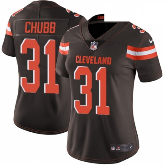 Womens Nike Cleveland Browns 31 Nick Chubb Brown Team Color Vapor Untouchable Limited Player NFL Jer