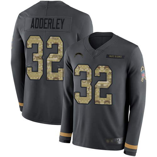 Chargers 32 Nasir Adderley Anthracite Salute to Service Men Stitched Football Limited Therma Long Sl