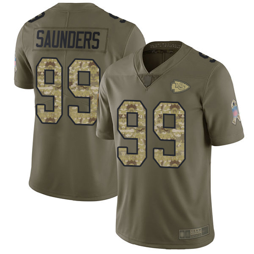 Chiefs 99 Khalen Saunders Olive Camo Men Stitched Football Limit