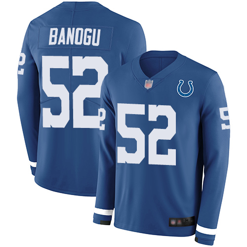 Colts 52 Ben Banogu Royal Blue Team Color Men Stitched Football Limited Therma Long Sleeve Jersey