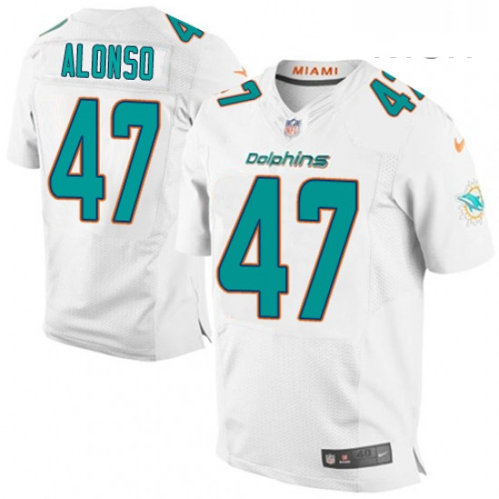 Mens Nike Miami Dolphins 47 Kiko Alonso Elite White NFL Jersey