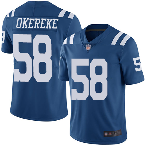 Colts 58 Bobby Okereke Royal Blue Men Stitched Football Limited 