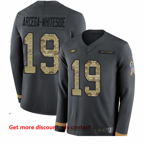 Eagles 19 JJ Arcega Whiteside Anthracite Salute to Service Men Stitched Football Limited Therma Long