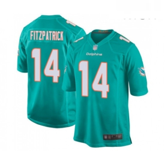 Mens Miami Dolphins 14 Ryan Fitzpatrick Game Aqua Green Team Color Football Jersey