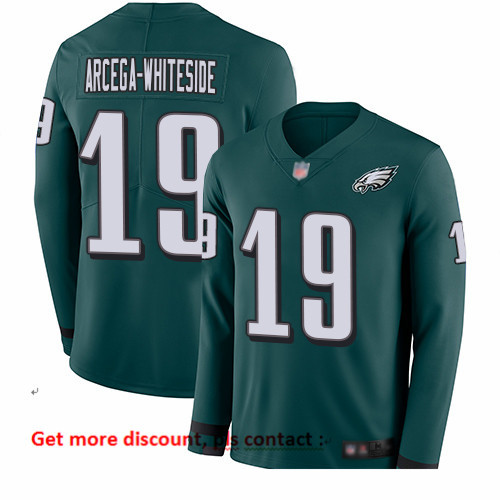 Eagles 19 JJ Arcega Whiteside Midnight Green Team Color Men Stitched Football Limited Therma Long Sl