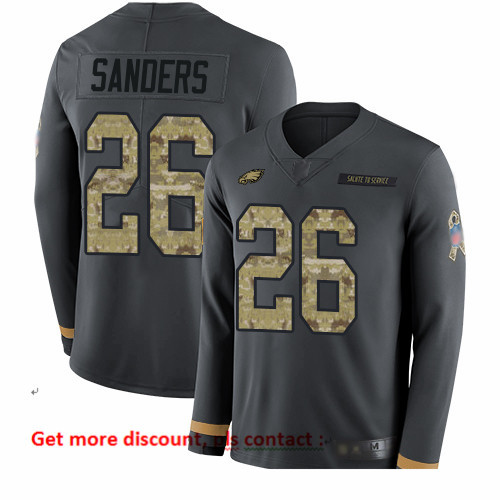 Eagles 26 Miles Sanders Anthracite Salute to Service Men Stitched Football Limited Therma Long Sleev