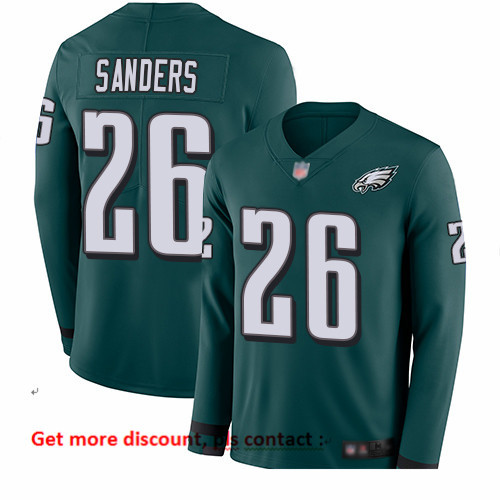 Eagles 26 Miles Sanders Midnight Green Team Color Men Stitched Football Limited Therma Long Sleeve J