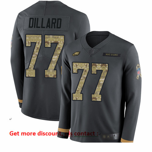 Eagles 77 Andre Dillard Anthracite Salute to Service Men Stitched Football Limited Therma Long Sleev