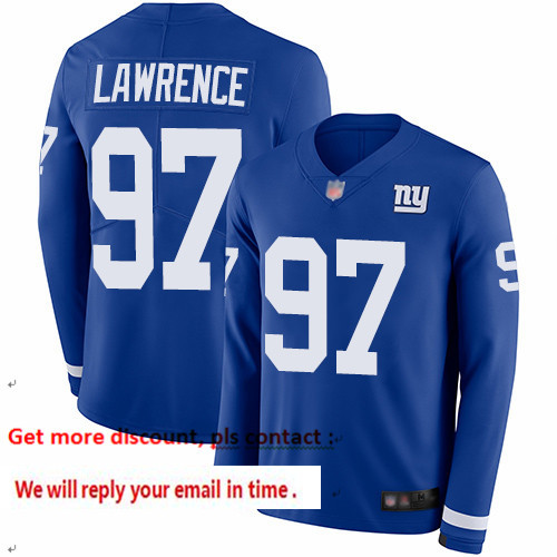 Giants 97 Dexter Lawrence Royal Blue Team Color Men Stitched Football Limited Therma Long Sleeve Jer