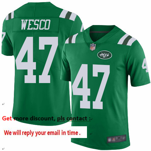Jets 47 Trevon Wesco Green Men Stitched Football Limited Rush Je