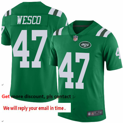 Jets 47 Trevon Wesco Green Men Stitched Football Limited Rush Jersey