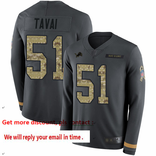 Lions 51 Jahlani Tavai Anthracite Salute to Service Men Stitched Football Limited Therma Long Sleeve