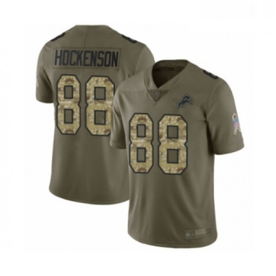 Youth Detroit Lions 88 TJ Hockenson Limited Olive Camo Salute to